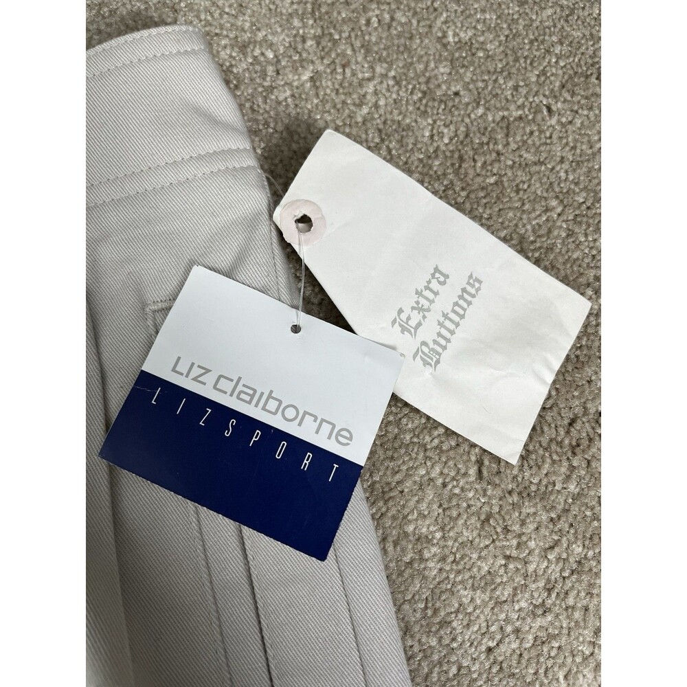 NOS 90s Liz Claiborne Lizsport Womens 12 Khaki Pleated High Rise Tapered Pants - Picture 3 of 15